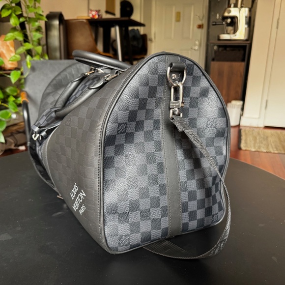 Louis Vuitton Keepall Bandoulière 50 Damier Graphite Leather & Canvas Split Duff - Picture 9 of 16